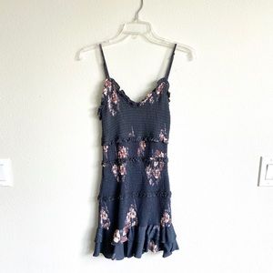 Olivaceous floral smocked dress